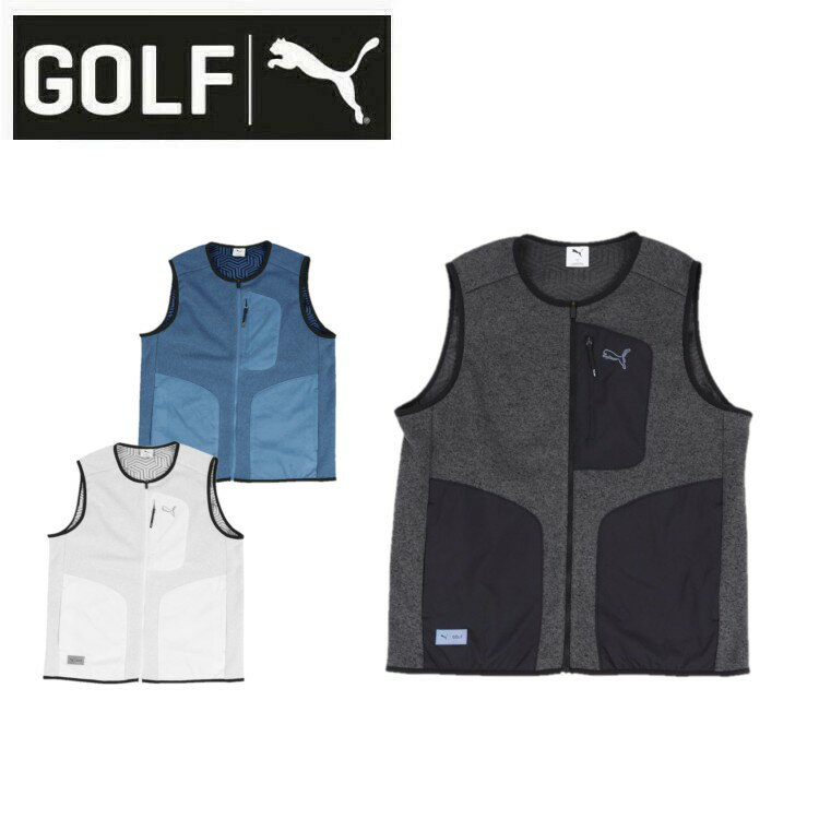 【全品ポイントUP中】 25秋冬 プーマゴルフ PUMA GOLF メンズ シャドウキャット フリース ベスト 635759 ノースリーブ レギュラーフィット 保温 異素材