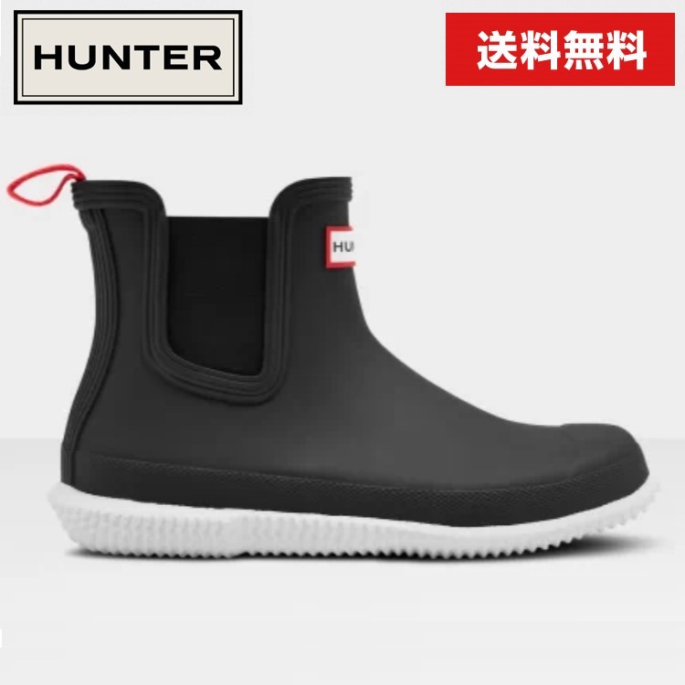 【8/25限定★抽選で2人に1人最大100%ポイントバック！要エントリー】HUNTER ハンター ユニセックス(メンズ レディース) オリジナル チェルシー カレンダー ソール ブーツ ブラック/ホワイト WFS2103RMA 長靴 レイン ショートブーツ【お宝】のサムネイル