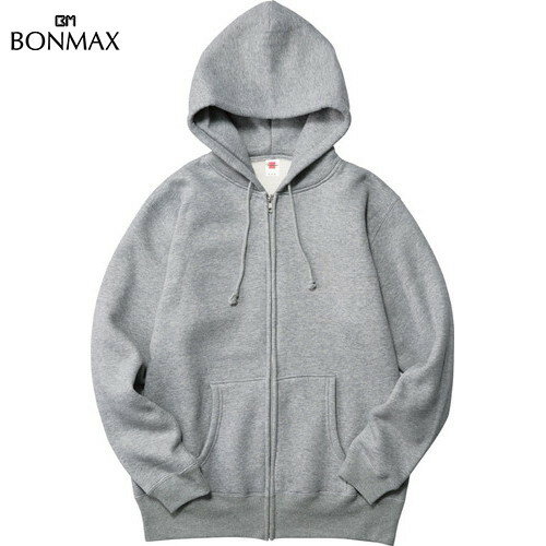 Rakuten - ■送料無料■【BONMAX】ボンマックス MS2113-2 10オンス フルジップパーカ[モクグレー][パーカー/フーディ/カジュアル/トレーニング/練習/アウター/イベントスタッフ/裏起毛]【RCP】