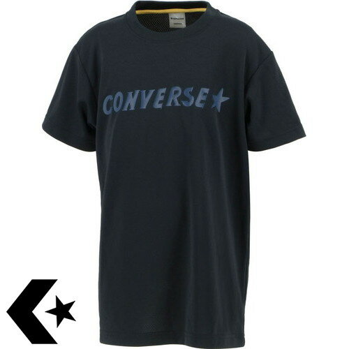 【CONVERSE】コンバースCB421355-1925 ジュニアプリントTシャツ[ブラック/Rブルー][バスケットボール/Tシャツ/半袖/ハーフスリーブ/温感プリント/トレーニング/カジュアル/部活/クラブ/キッズ/子供用]【RCP】