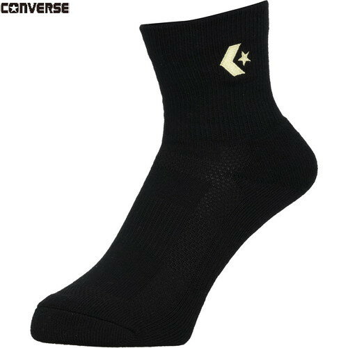【CONVERSE】コンバース CB151052-1951 ニューミドルクッションソックス[ブラック×パステルイエロー][..