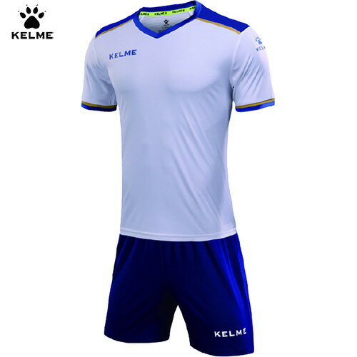【KELME】ケレメ 8351ZB3158-104 JRラインフットボールシャツ&パンツセット[ホワイト×ロイヤルブルー][ジュニア/子供/サッカー/フットサル/シャツ/ウェア/ウエア/パンツ/上下セット/部活/クラブ/チーム]【RCP】