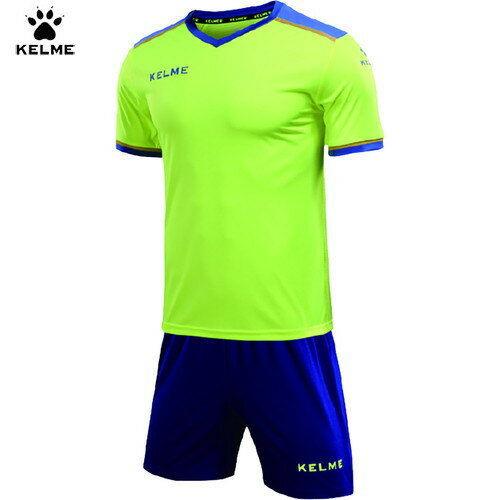 【KELME】ケレメ 8351ZB3158-918 JRラインフットボールシャツ&パンツセット[ネオンイエロー×ロイヤルブルー][ジュニア/子供/サッカー/フットサル/シャツ/ウェア/ウエア/パンツ/上下セット/部活/クラブ/チーム]【RCP】