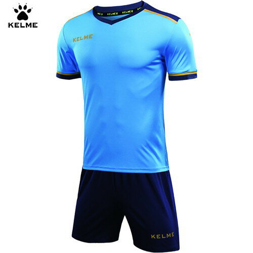 【KELME】ケレメ 8351ZB3158-996 JRラインフットボールシャツ&パンツセット[ネオンブルー×ネイビー][ジュニア/子供/サッカー/フットサル/シャツ/ウェア/ウエア/パンツ/上下セット/部活/クラブ/チーム]【RCP】