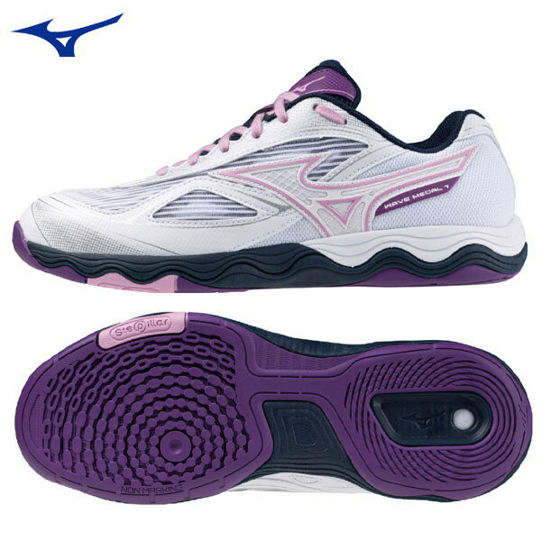 ■送料無料■◆MIZUNO◆ミズノ 81GA2315-11 ウエーブメダル 7[11:ホワイト×ピンク×パープル]男女兼用 【卓球用品】シューズ/靴/卓球/卓球シューズ/室内履き/くつ【RCP】