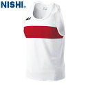 【NISHI】ニシ・スポーツ N65-015 ランニングトップ【ホワイトXレッド】[タンクトップ/袖なし/ノースリーブ/シングレット/陸上競技/トラック競技/練...