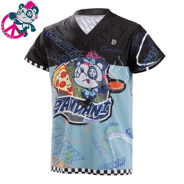 ★メーカー直送品★送料無料★【Pandani】パンダーニ PZ1-FGT/BK PIZZA VネックエアロTシャツ【TYPE:FG】[ブラック]【卓球】Tシャツ/練習着 (※キャンセル不可/代金引換・後払い決済不可※事前銀行振込orカード決済のみ)【RCP】