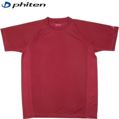 【Phiten】ファイテン JG348704 RAKUシャツSPORTS(SMOOTH DRY) 半袖 無地 エンジ M[Tシャツ/半そで/シンプル/スポーツウエア/ドライ/男女兼用/ユニセックス]【RCP】 1