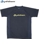 【Phiten】ファイテン JG351003 RAKUシャツSPORTS(SMOOTH DRY) 半袖 ネイビー×イエローロゴ S Tシャツ/半そで/シンプル/スポーツウエア/ドライ/男女兼用/ユニセックス 【RCP】