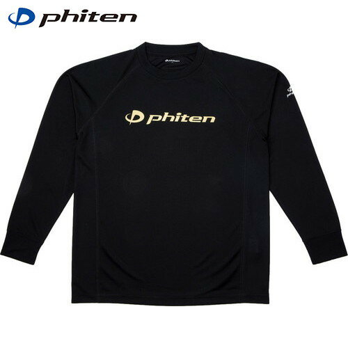 【Phiten】ファイテン JG354003 RAKUシャツSPORTS(SMOOTH DRY) 長袖 ブラック×ロゴ金 S[Tシャツ/長そで..