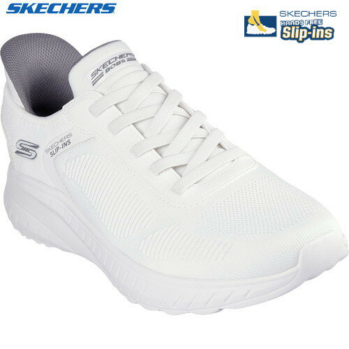 ★在庫あり即納★■送料無料■【SKECHERS】スケッチャーズ 118312W-W BOBS SQUAD CHAOSーSOLID STEP[ホワイト][スリップインズ ハンズフリー シューズ 靴 くつ スニーカー 運動靴 カジュアルシューズ ウォーキング 4E相当 メンズ]【RCP】