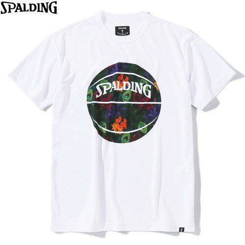 ■送料無料■▼SPALDING▼スポルディング SMT23004-WHBK Tシャツ トロピクスボールプリント[ホワイト/ブラック][バスケットボール/ウェア/ウエア/半袖/半そで/吸水速乾/トレーニング/部活/クラブ/メンズサイズ]【RCP】