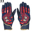 ■送料無料■【UNDER ARMOUR】アンダーアーマー 6001312-410 UAクリーンアップ プロ バッティンググローブ[Midnight Navy/R...