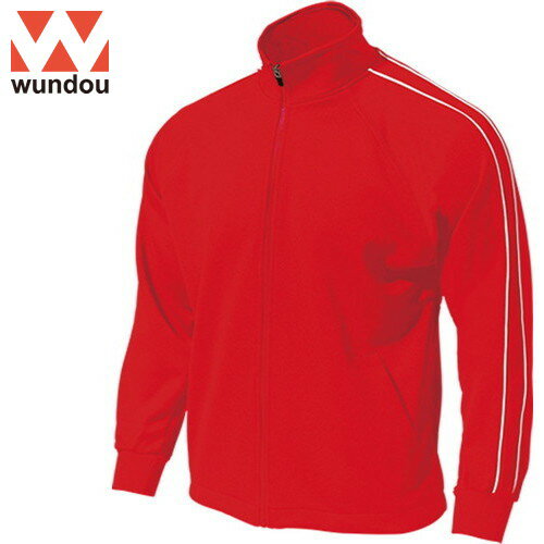 ■送料無料■【wundou】ウンドウ P2000B-0011 パイピングトレーニングシャツ[レッド][トレーニングシャツ/ジャケット/フルジップ/長袖/長そで/トレーニング/練習/マルチスポーツ]【RCP】