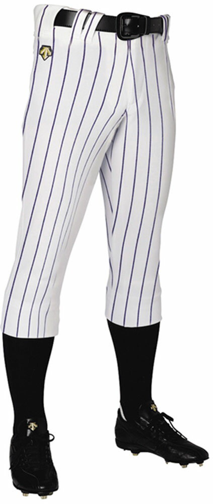 [デサント] 野球ユニフォームパンツ ショートフィットパンツ メンズ Sホワイト×ブラック