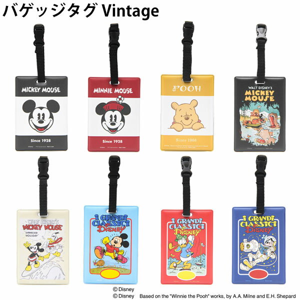 【各種利用でポイント最大26倍！】 ディズニー バゲッジタグ ヴィンテージ Disney BAGGAGE TAG Vintage 【ミッキーマウス ミニーマウス くまのプーさん ドナルドダッグ グーフィー】 日本製 かわいい ネームタグ 海外旅行 トラベルグッズ