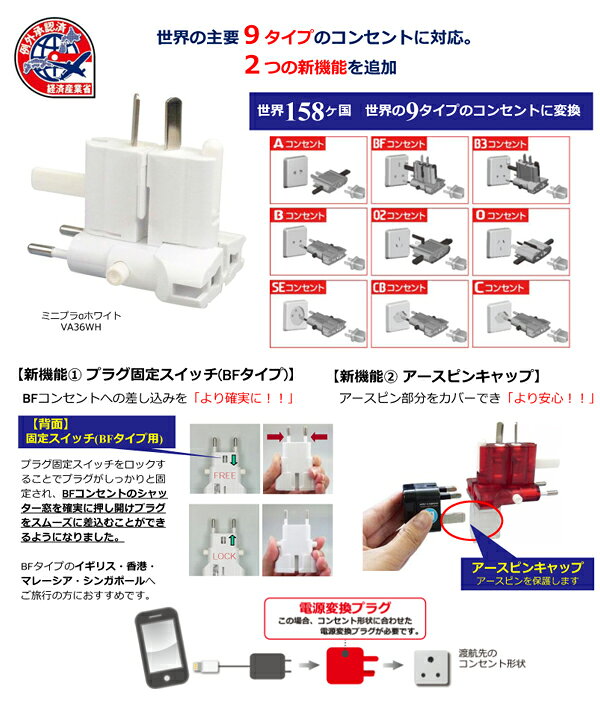 【海外旅行用マルチ電源プラグ変換アダプター】 ロードウォーリア ミニプラα ミニプラアルファ VA36(トラベルグッズ 便利グッズ 電源プラグ 変換アダプタ 電源アダプター 海外用変換プラグ 旅行用品 旅行 変換プラグ 海外 変換アダプター プラグ コンセント 海外変換プラグ) travel-passport-10006261 旅行用品の専門店 コンサイス サンプル画像2