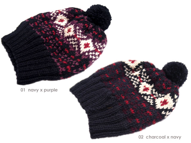 INVERALLAN（インバーアラン）/25B FAIRISLE HAND KNIT CAP w/pom pom