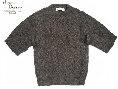 Athena Designs Crewneck Aran Sweater 2S: Dark Grey Athena Designs Crewneck Aran Sweater 2S: Dark Grey