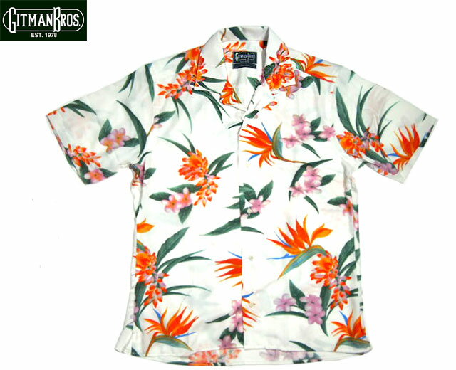 【只今50％OFF！】GITMAN VINTAGE（ギットマンヴィンテージ）/S/S CAMP SHIRTS（半袖シャツ）/white aloha