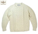 インバーアラン セーター メンズ INVERALLAN（インバーアラン）/1H CREWNECK ARAN SWEATER （クルーネックアランセーター）/natural