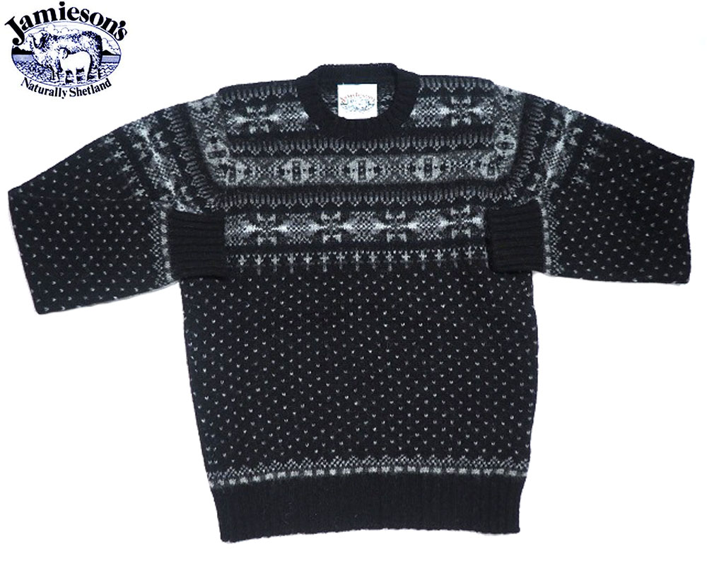 JAMIESONS（ジャミーソンズ）/#MK158-731-45 CREWNECK FAIRISLE SWEATER/black mix