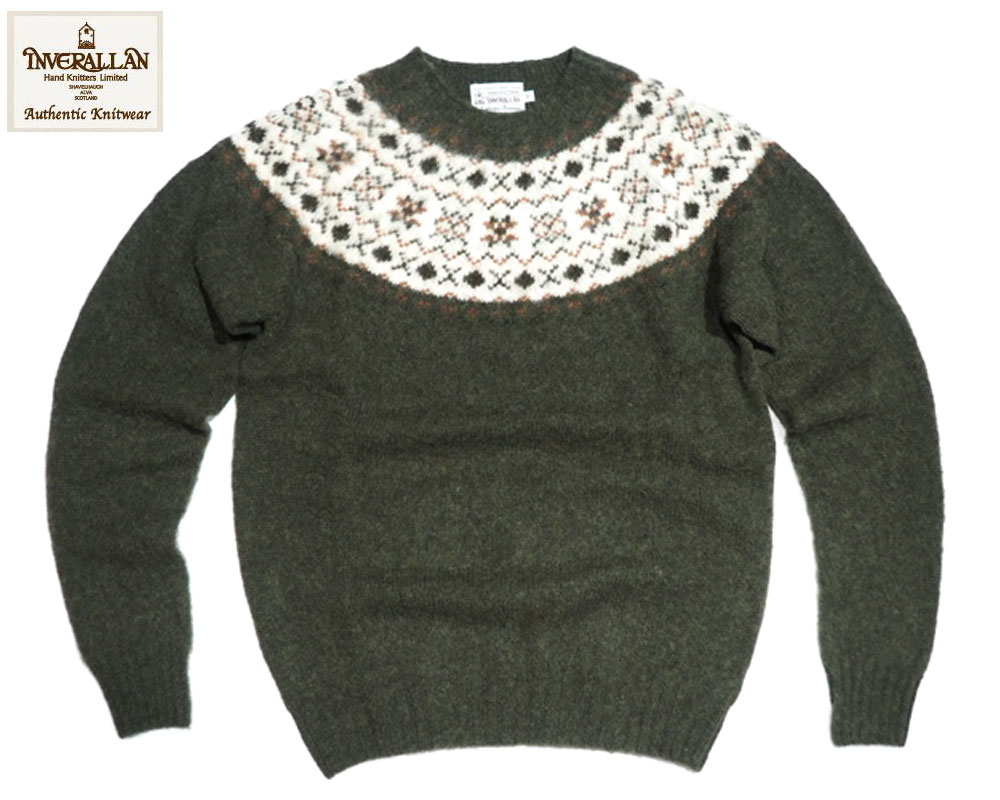 INVERALLAN（インバーアラン）/ 113021 NORDICK FAIRISLE YOKE SHETLAND SWEATER/loden