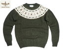 インバーアラン セーター メンズ INVERALLAN（インバーアラン）/#113021 NORDICK FAIRISLE YOKE SHETLAND SWEATER/loden