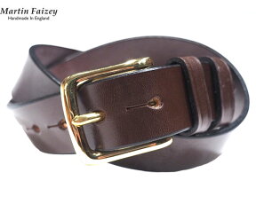 MARTIN FAIZEY（マーティンフェイジー）M.F.SADDLERY（エムエフサドリー）/1.25 INCH WEST END BUCKLE SADDLE LEATHER BELT/brown(brass)