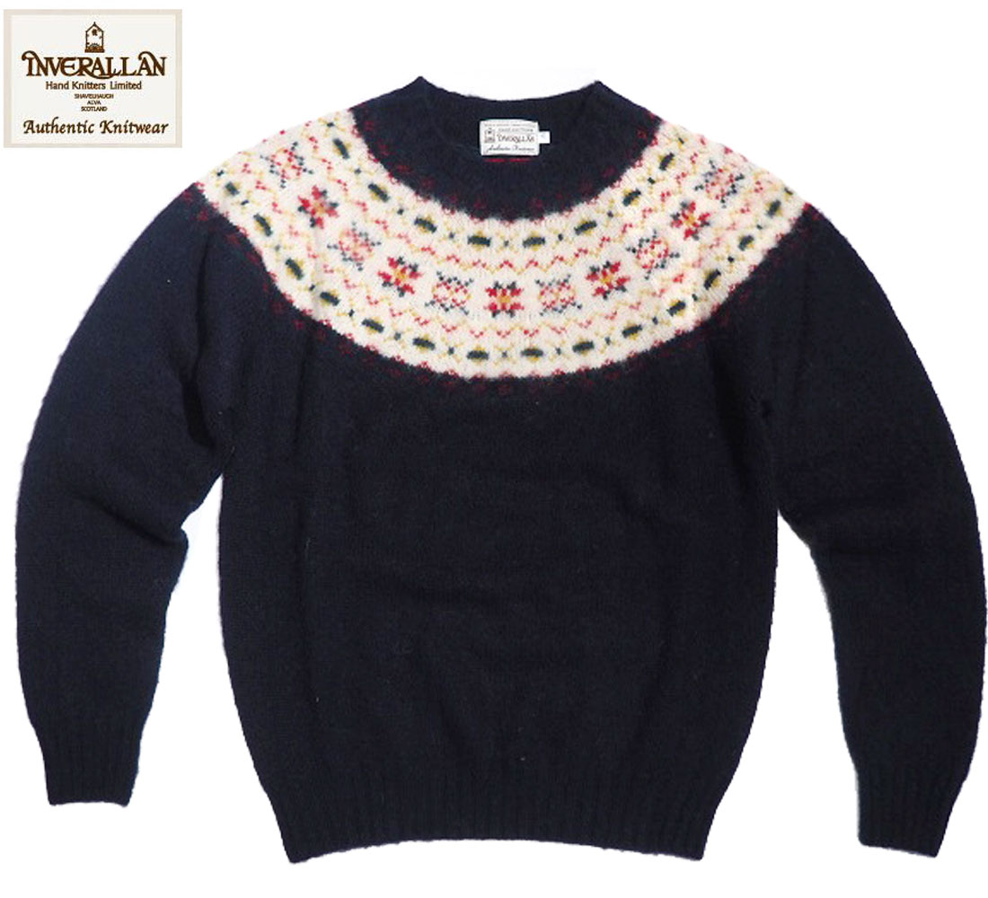 INVERALLAN（インバーアラン）/#113021 SHAGGY DOG NORDICK FAIRISLE YOKE SHETLAND SWEATER/navy