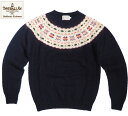 インバーアラン セーター メンズ INVERALLAN（インバーアラン）/#113021 SHAGGY DOG NORDICK FAIRISLE YOKE SHETLAND SWEATER/navy