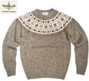 インバーアラン セーター メンズ INVERALLAN（インバーアラン）/#113021 SHAGGY DOG NORDICK FAIRISLE YOKE SHETLAND SWEATER/mushroom