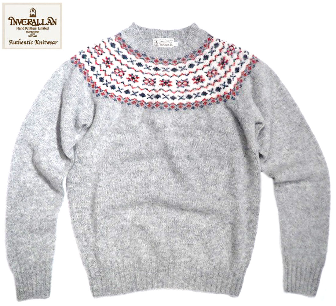 INVERALLAN（インバーアラン）/#113021 SHAGGY DOG NORDICK FAIRISLE YOKE SHETLAND SWEATER/silver