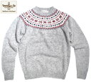 インバーアラン セーター メンズ INVERALLAN（インバーアラン）/#113021 SHAGGY DOG NORDICK FAIRISLE YOKE SHETLAND SWEATER/silver