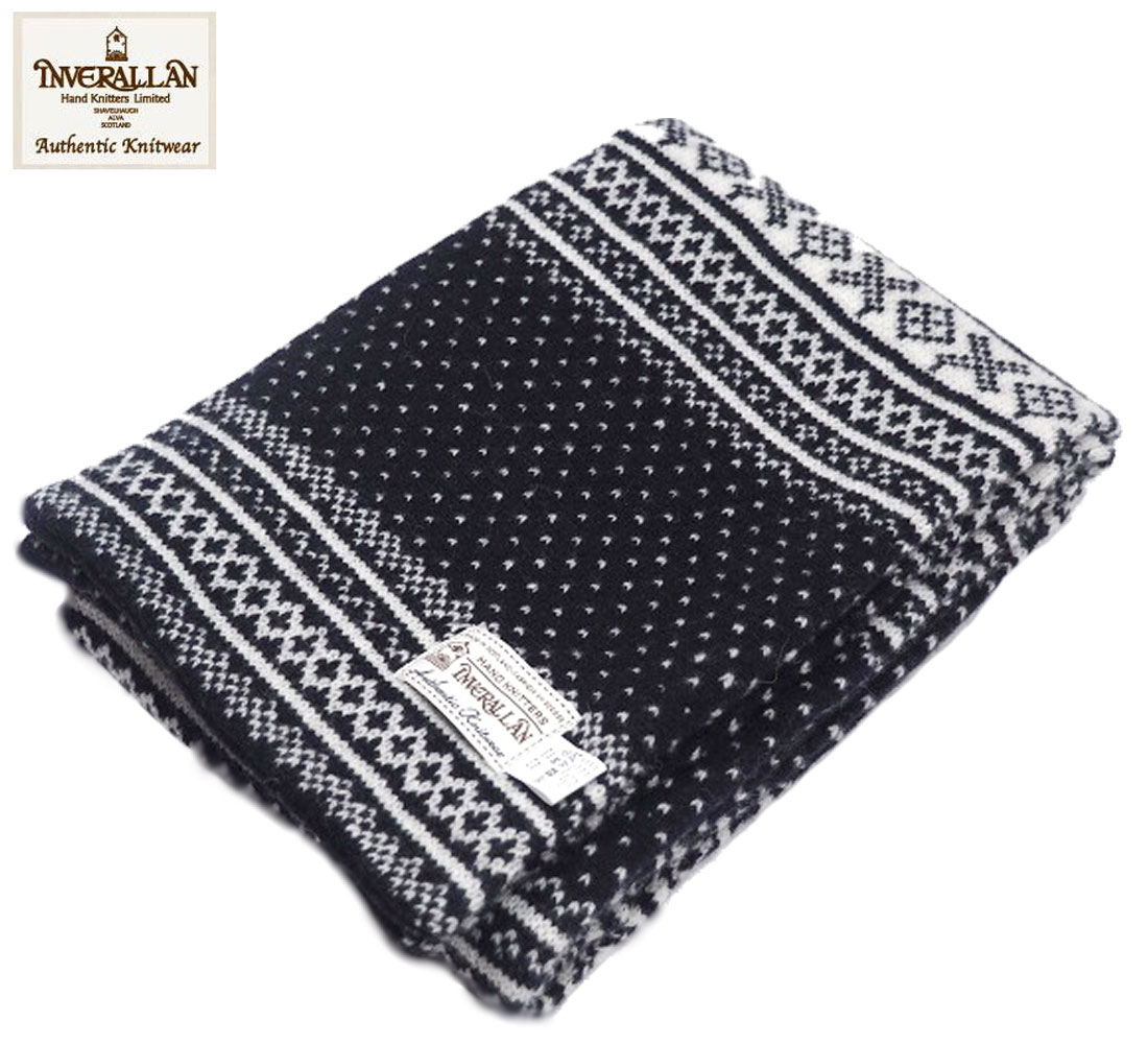 INVERALLAN（インバーアラン）/JACQUARD 2 TONE MUFFLER（ジャカード編みマフラー）/navy x ecru