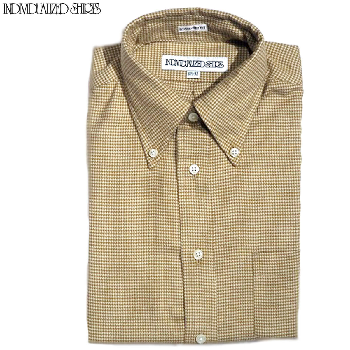 【只今30％OFF！】INDIVIDUALIZED SHIRTS（インディビジュアライズド　シャツ）/L/S STANDARD FIT B.D. HOUNDTOOTH FLANNEL SHIRTS/gold