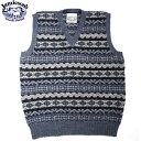 JAMIESONS（ジャミーソンズ）/ MK176V K1916/19 ALLOVER FAIRISLE V-NECK SLIPOVER/blue navy mix