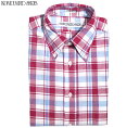インディビジュアライズドシャツ ビジネスシャツ メンズ INDIVIDUALIZED SHIRTS（インディビジュアライズド　シャツ）/L/S STANDARD FIT B.D. COTTON LINEN SHIRTS（チェックコットンリネンボタンダウンシャツ）/pink plaid