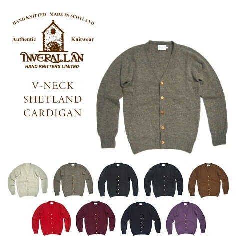 【期間限定30％OFF！】（インバーアラン）/V-NECK SHETLAND CARDIGAN（Vネックシェットランドカーディガン）