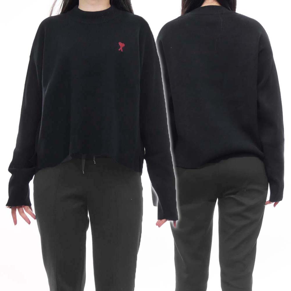 AMI PARIS アミ パリス モックネック セーター UKS046.KN0042 レディース ブラック