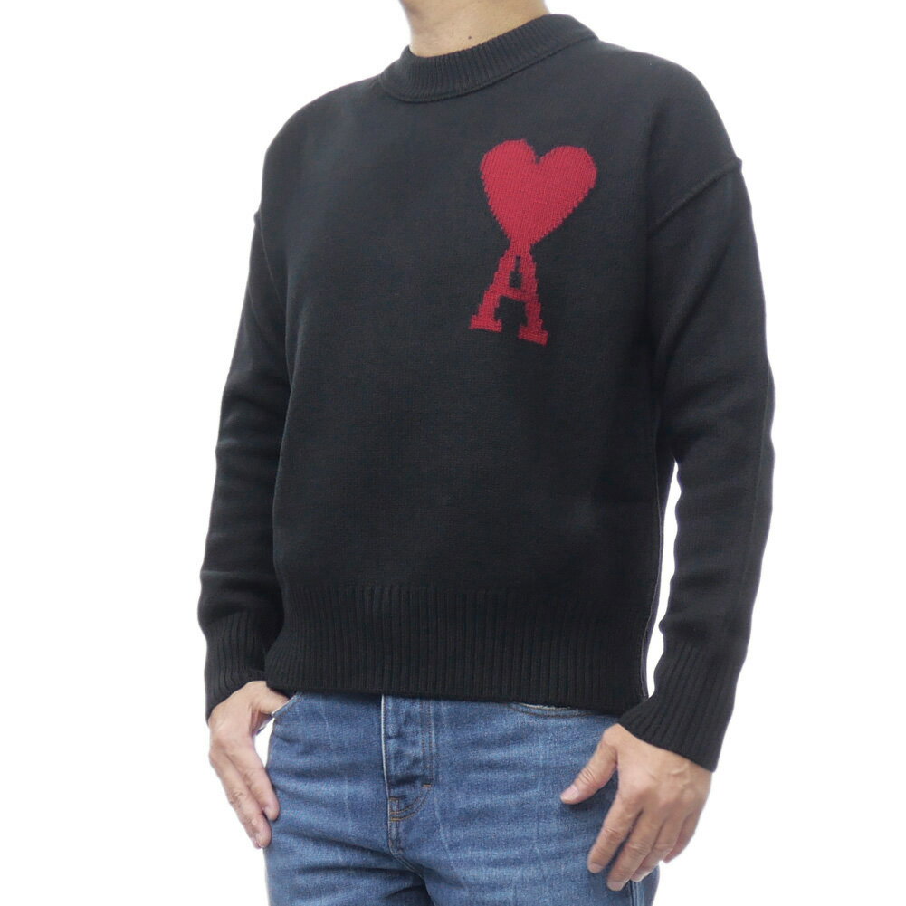 AMI PARIS アミパリス クルーネックセーター ニット BFUKS006.018 メンズ ブラック