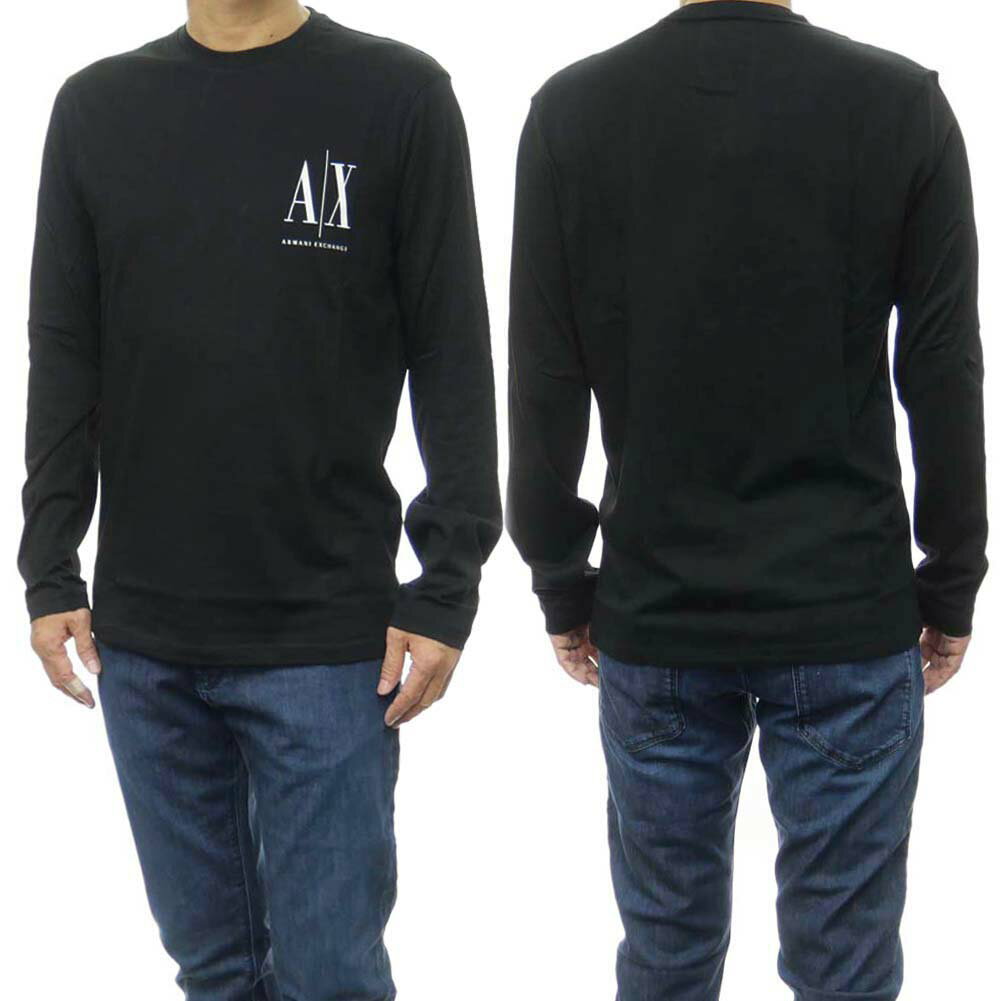 (アルマーニエクスチェンジ) ARMANI EXCHANGE メンズクルーネックロングTシャツ 8NZTPL ZJH4Z ブラック /定番人気商品