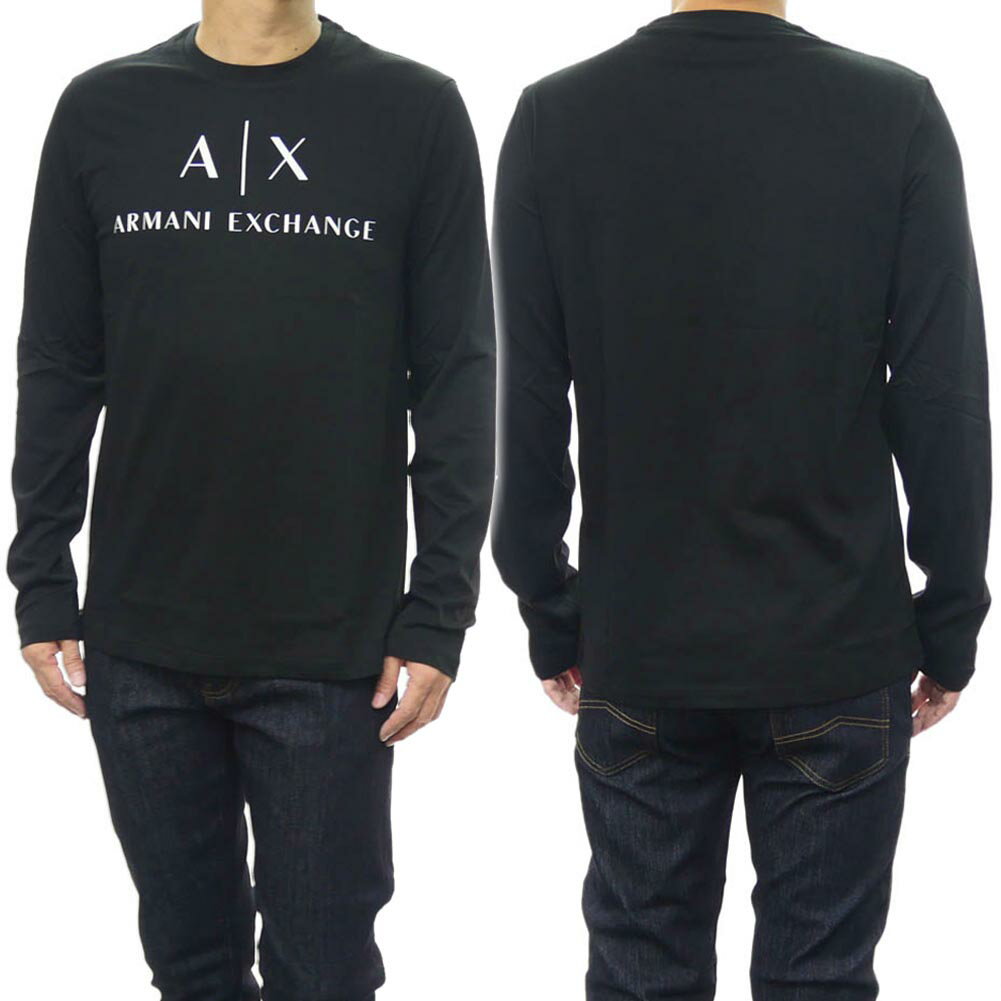 ARMANI EXCHANGE アルマーニ エクスチェンジ クルーネックロング Tシャツ 8NZTCH Z8H4Z メンズ ブラック