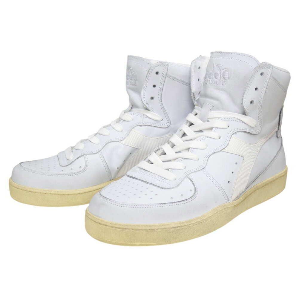 DIADORA HERITAGE ディアドラ ヘリテージ メンズハイカットスニーカー MI BASKET USED/158569 01 ホワイト