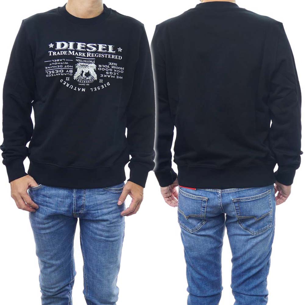 (ディーゼル)DIESEL メンズトレーナー A03566 0JFAV / S-GINN-L2 ブラック