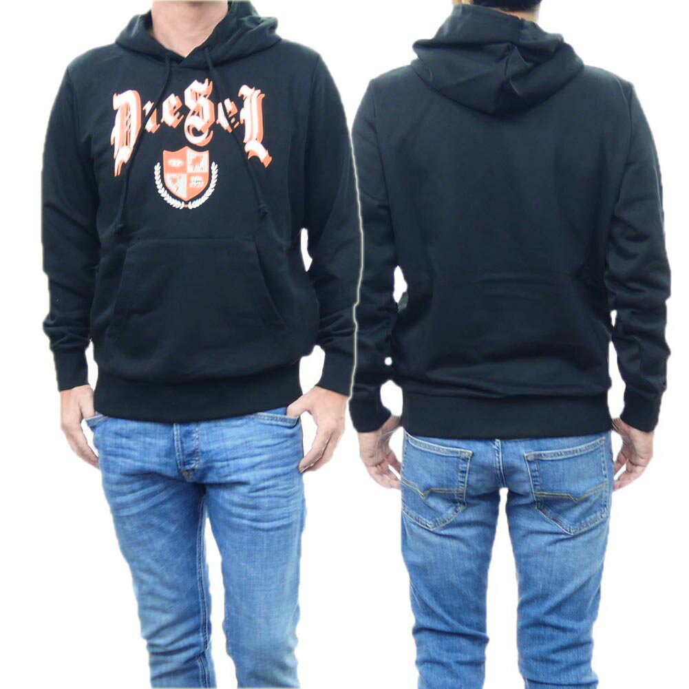 (ディーゼル)DIESEL メンズプルオーバーパーカー A11059 0HAYT / S-GINN-HOOD-K20-SWEAT-SHIRT ブラック