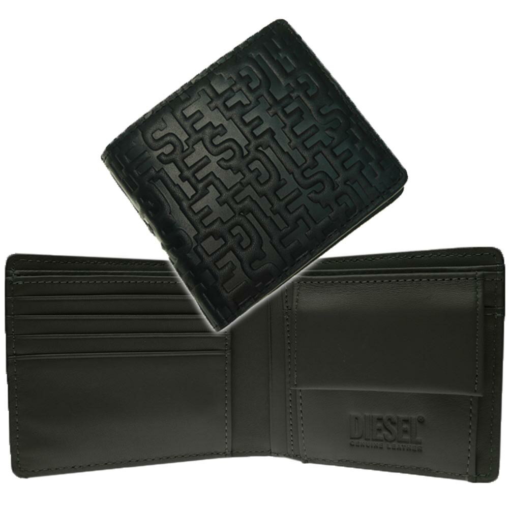 ディーゼル 二つ折り財布（メンズ） (ディーゼル) DIESEL メンズ二つ折り財布（小銭入れ付き） X09338 P0556 / BI-FOLD COIN S ブラック