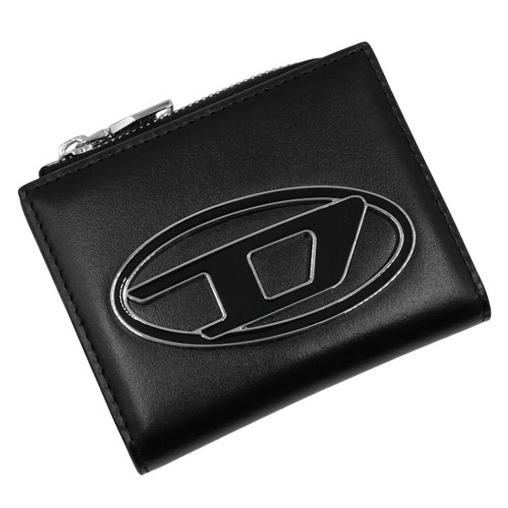DIESEL ディーゼル 二つ折りカードケース コインケース X10102 PR818 1DR CARD HOLDER ZIP レディース ブラック