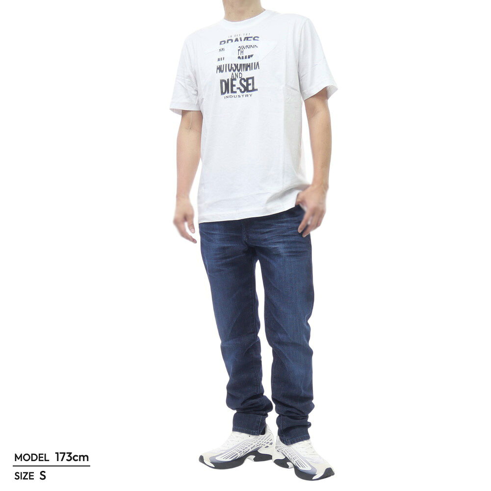 DIESEL ディーゼル メンズクルーネックTシャツ A21037 0QIAM / T-ADJUST-V9 ホワイ...