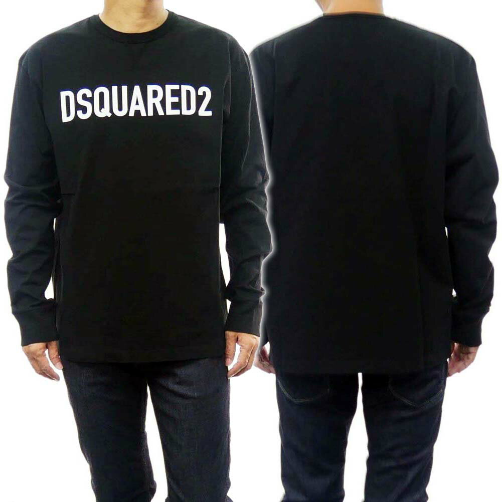 (ディースクエアード)DSQUARED2 メンズクルーネックロングTシャツ S74GD1150 S24583 ブラック